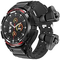 Chillitech® Smart Watch 2 in 1 With Earbuds 1.43 AMOLED HD Screen, TWS Bluetooth Calls, Control Music, 100+ Sports modes, NFC, Health Monitor (Black)