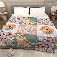 Floral Golden Retriever Flannel Throw Blanket, Mom Gifts Throw Blanket 30
