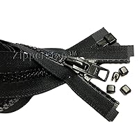 Vislon Zipper YKK #10 Molded Extra-Heavy Separating Plus Top Stoppers - Made in USA (36 Inch, Black)