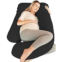 Cute Castle Cooling Cover Pregnancy Pillows, Soft U-Shape Maternity Pillow with Removable Cover - Full Body Pillows for Adults Sleeping - Pregnancy Must Haves - Jumbo 57 Inch - Black