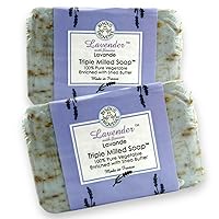 Trader Joe's Lavender with Flowers Lavande Tripple Milled Soap 100% Pure Vegetable Oil with Shea Butter (Case of 2)