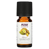 NOW Essential Oils, Cardamom Oil, Spicy and Warm Aromatherapy Scent, 100% Pure, Steam Distilled Child Resistant Cap, 10 mL