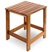 Utoplike Teak Outdoor Side Table for Patio, Pool Coffee Accent Table, Wood End Tables for Garden, Backyard, Bed, Living Room, Couch