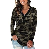 Sweatshirts For Women Fall Fashion 2023 Casual Button Down V Neck Jacket Camouflage Long Sleeve Loose Fit Pullover