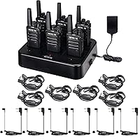 Retevis RT68 Walkie Talkie(6 Pack) with Earpiece(12 Pack),Portable FRS Two-Way Radio Rechargeable,with 6 Way Multi Unit Charger,Hands Free,Long Range,in-Ear and Earhook 2 Pin Walkie Talkie Earpiece