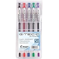 PILOT G-Tec-C Gel Ink Rolling Ball Pens, Ultra Fine Point (0.4mm), Black/Blue/Red/Green/Purple Inks, 5-Pack Pouch (35480)
