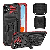 ZORSOME for iPhone 11 Pro Heavy Duty Shockproof Satnd Case,Sports Armband Case for iPhone 11 Pro,with 360° Rotatable & Detachable Wristband,Red