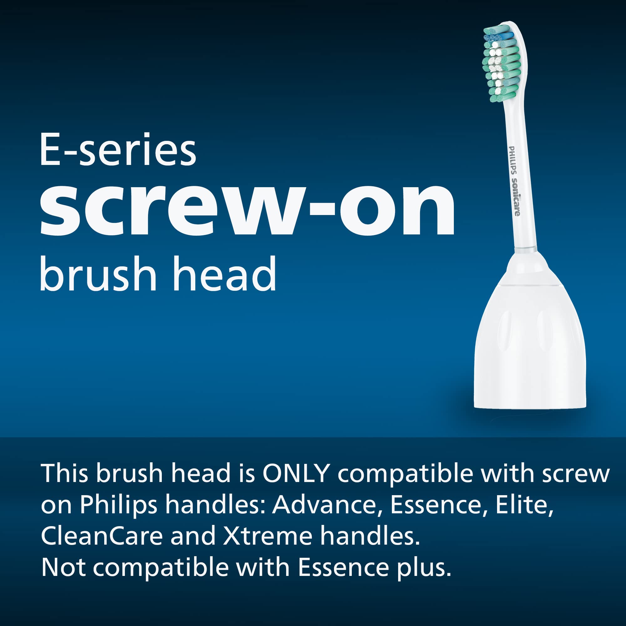 Philips Sonicare Genuine E-Series Replacement Toothbrush Heads, 2 Brush Heads, White, HX7022/66