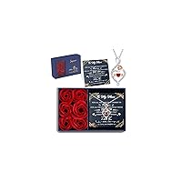 JoycuFF Mother Daughter Gift 925 Sterling Silver Infinity Heart Pendent Necklace for Mom Daughter Preserved Red Rose I Love You Flowers Gifts Birthstone Necklace