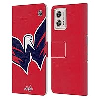 Head Case Designs Officially Licensed NHL Oversized Washington Capitals Leather Book Wallet Case Cover Compatible with Motorola Moto G53 5G