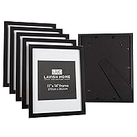 Set of 6 Picture Frames - 11x14 Photo Frame Set with Stand and Hooks for Gallery Wall or Family Portrait - Picture Wall Decor by Lavish Home (Black)
