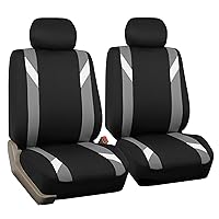 Front Set Cloth Car Seat Covers for Low Back Seats with Removable Headrest, Universal Fit, Airbag Compatible Seat Cover for SUV, Sedan, Van, Gray