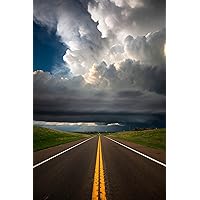 Storm Photography Print (Not Framed) Vertical Picture of Supercell Thunderstorm Over Highway on Spring Day in Kansas Road Wall Art Weather Decor (11