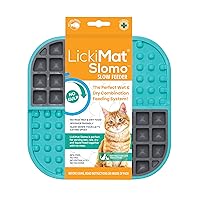 Slomo, Cat Slow Feeder Lick Mat, Boredom Anxiety Reducer; Perfect for Food, Treats, Yogurt, or Peanut Butter. Fun Alternative to a Slow Feed Cat Bowl or Dish, Turquoise