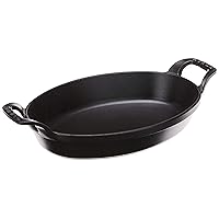 Staub Cast Iron 9.5-inch x 6.75-inch Oval Baking Dish - Matte Black, Made in France