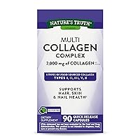 Nature's Truth Multi Collagen Protein Capsules | 90 Count | Type I, II, III, V, X | Collagen Peptide Pills | Gluten Free Supplement