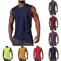 Prime Deals Day Today Clearance Men's Gym Workout Tank Tops Swim Beach Shirts Summer Sleeveless Training T-Shirt Muscle Bodybuilding Athletic Clothes