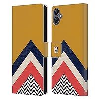 Head Case Designs Mustard Colour Block Chevron Leather Book Wallet Case Cover Compatible with Samsung Galaxy A05