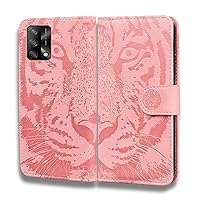 Case for Oppo A74 4G/F19 /F19S 4G/A95 4G,Tiger Pattern Premium Leather Wallet Kickstand Flip Case Magnetic Clasp Cover