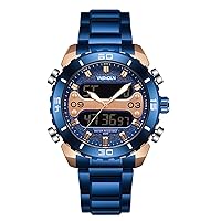 Wrist Watch for Men, Multifunction Analog Quartz Men's Watch with Calenda and Timer, Gent's Watch with Stainless Steel Strap
