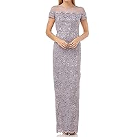 JS Collections Women's Dress Illusion Neck Embroided Shift Gray 6