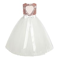 ekidsbridal Heart Cutout Sequin Flower Girl Dress V-Back Dress Daily Dresses Formal Party Gown