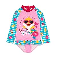 Baby Shark Swimsuit Girls Toddlers Pink Blue Song Long Sleeve Swim Costume