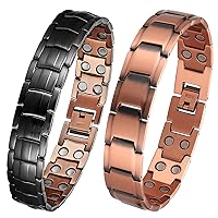 MagEnergy Copper Bracelet for Men Arthritis for Joint Pain Relief 99.9% Pure Copper Bracelet with Double-Row Strength Magnets, Adjustable Jewelry with Sizing Tool