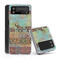 Bcov Galaxy Z Flip 4 5G Case, Tribal Elephants Pattern Anti-Scratch Solid Hard case Protective Shookproof Phone Cover for Samsung Galaxy Z Flip 4 5G