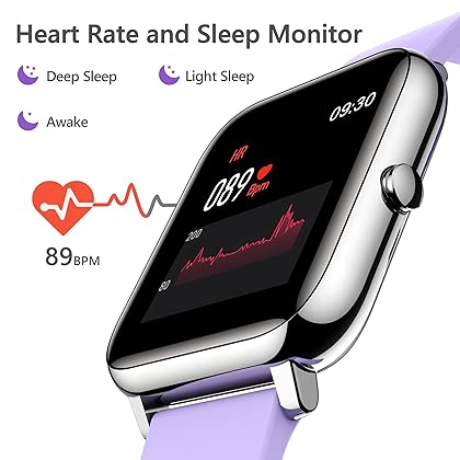 Smart Watch, KALINCO Fitness Tracker with Heart Rate Monitor, Blood Pressure/Oxygen Tracking, 1.4 Inch Touch Screen Smartwatch Fitness Watch for Women Men Compatible with Android iPhone iOS