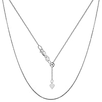 Jewelry Affairs 10k White Real Gold Adjustable Box Link Chain Necklace, 0.7mm, 22