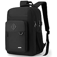 MOMUVO Black Backpack for Men Women, Casual School Backpack Teen Boys and Girls Anti theft 15.6 Inch Laptop Bookbag with USB Charging Port for College Travel Business