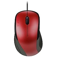 Kappa Mouse - 3-Button Mouse with USB Connection for Office/Home Office, 1000 dpi, Driverless Installation, Ergonomic Shape for Gaming/PC/Notebook/Laptop, Red