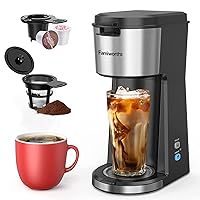 Iced Coffee Maker, Hot and Cold Coffee Maker Single Serve for K Cup and Ground, with Descaling Reminder and Self Cleaning, Iced Coffee Machine for Home, Office and RV