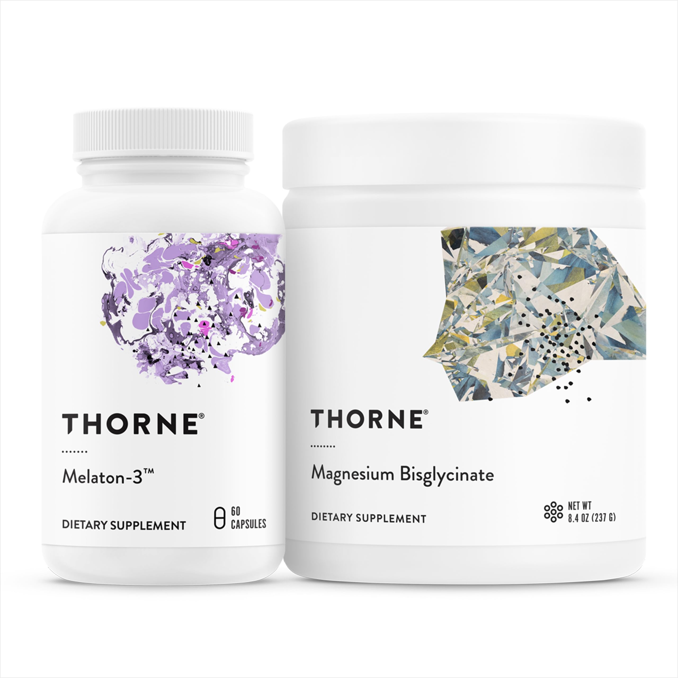 Thorne Sleep Support Duo - Magnesium Bisglycinate Powder + Melaton-3 for Restful Sleep - 60 Servings