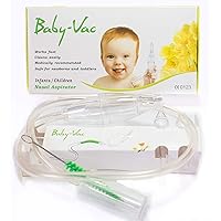 Clinically Tested Baby Nasal Aspirator - Vacuum-Powered Nose Sucker with Suction Head & Cleaning Brush for Safe and Gentle Relief