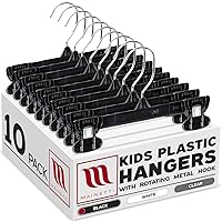 6008SMB10 Mainetti 6008 Black Plastic Children's Hangers with Rotating Metal Hook and Sturdy Plastic, Great for Pants/Skirts/Slacks/Bottoms, 8 Inch (Pack of 10)