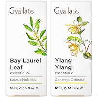 Bay Leaf Oil & Ylang Ylang Oil Hair Nourishment Set For Healthy Hair & Scalp - 100% Pure Therapeutic Grade Essential Oils Set - 2x10ml