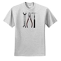 3dRose Anne Marie Baugh - Cute Illustrations - Wrench Pliers Hammer Tools - Toddler Birch-Gray-T-Shirt (3T) (ts_341616_32)