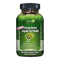Irwin Naturals Women's Living Green Liquid-Gel Multi Vitamin - 70 Essential Nutrients, Vitamins, Wholefood Blend - Targeted Adrenal & Brain Support - 90 Liquid Softgels