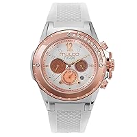 MULCO Blue Marine Women’s Watch Quartz Multifunctional Movement Stainless Steel and Silicone Band Premium Analog Display Crystals Tones and Rose Gold Accents Water Resistant