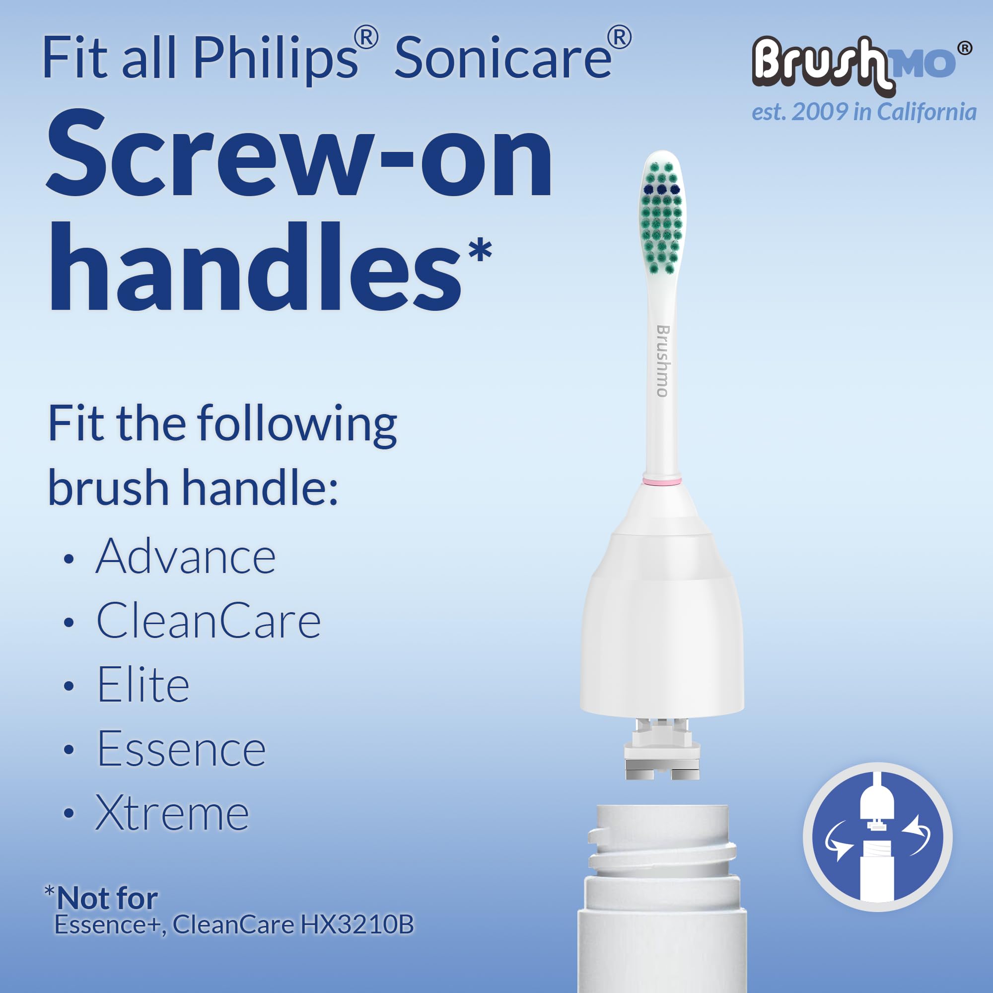 Replacement Toothbrush Heads for Philips Sonicare E-Series HX7022/66, 6 Pack, Fits Sonicare Essence, Xtreme, Elite, Advance, and CleanCare Electric Toothbrush with Hygienic caps by Brushmo