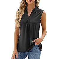 Women's V-Neck Casual Tunic Tank Tops Loose Fit Sleeveless Blouse Shirt Business Tanks Tank Tops for Teen Girls