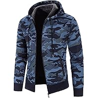 Men's Full Zip Fleece Lined Hooded Jacket Winter Casual Warm Long Sleeve Slim Coat Outerwear With Pockets