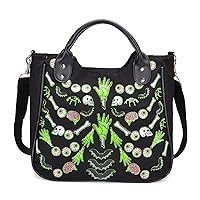 Women Canvas Handbags Skull Tote Shoulder Crossbody Bag Hobo Purse Pink Satchel Bags