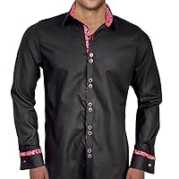 Black with Red French Cuff Designer Dress Shirts - Made in USA