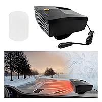 Car Heater, 24V Portable Car Heater and Defroster Plugs into Cigarette Lighter, 2 In 1 Fast Heating Cooling Fan with 360° Rotary Base, Winter Windshield Fans for Car Truck (Black, 24 V)