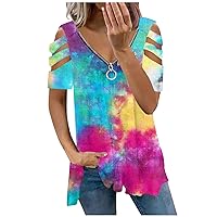 Women's Printed V Neck Tees 2023 Fashion Loose Summer T Shirts Comfortable Short Sleeve Plus Size Blouse Tops