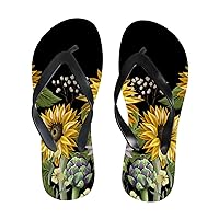 Vantaso Slim Flip Flops for Women Sunflowers Wild Flower Yoga Mat Thong Sandals Casual Slippers