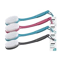 Gentle Bristle Bath Brush, Soft & Stiff Shower Bristles, Remove Dead Skin, Long Rubber Handle for Gripping, Gently Exfoliating for Back & Body, Stimulates Blood Circulation, 4 Count